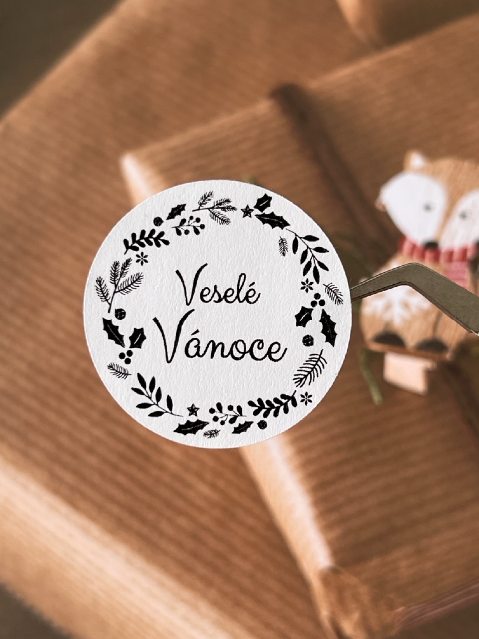 Kulaté samolepky - Veselé Vánoce